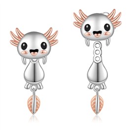 SHEAISRS Axolotl Jacket Earrings for Womens 925 Sterling Silver Axolotl Stud Earrings Animal Jewelry Gifts