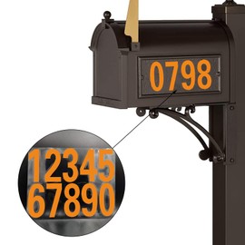 Mailbox Numbers Reflective Stickers for Outside,4 Sets(0-9) Vinyl Numbers Decals for Letterbox Signs Windows House Door Racing Cars Trucks Home Business Address Numbers (1.38"x2.87", Yellow)