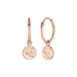 Elli Women's Creole Earrings Plate Coin Pendant Organic in 925 Sterling Silver