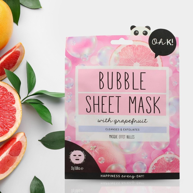 Oh K! Bubble Sheet Mask - Grapefruit - Korean Face