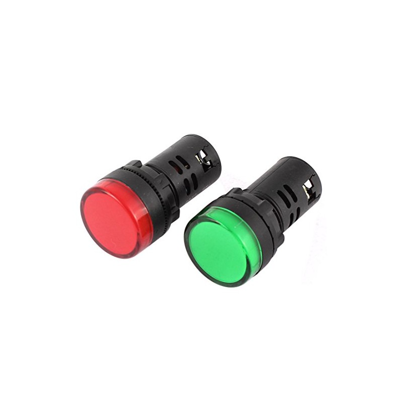 sourcingmap AC 220V Red Green Circuit LED Indicator Pilot Signal