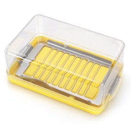 Stainless Steel Butter Slicer Cutter Container with Lid & Fork, 16 Oz Covered Stick Butter Dish for Refrigerator, Butter Cutter and Storage Case, Kitchen Countertop Butter Keeper Holder