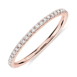 PAVOI 14K Gold Plated Sterling Silver CZ Simulated Diamond Stackable Ring Eternity Bands for Women (Rose Gold, Size 5)