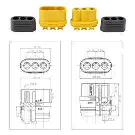VUNIVERSUM 3 Pairs Premium MR60 3 Pin Gold Plug Socket for Multirotor Copter Brushless Motor to Regulator ESC Reverse Polarity Proof Male Female Plug Connection 60A