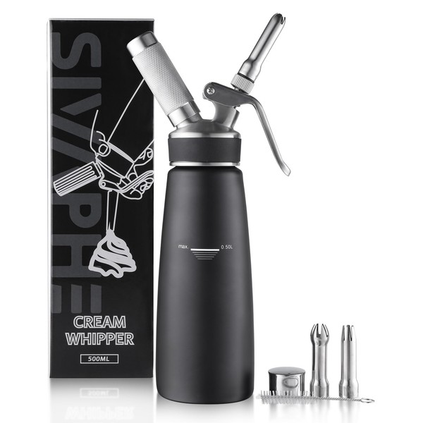 Sivaphe Stainless-Steel Professional Whipped Cream Dispenser, 1-Pint Whip Cream Maker