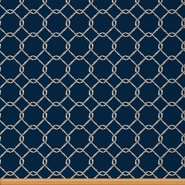 Feelyou Sea Sailor Knot Pattern Outdoor Fabric by The Yard, Nautical Ocean Adventure Themed Upholstery Fabric for Chairs, Marine Plaid Decorative Fabric for Home DIY Projects, 2 Yard, Navy Blue