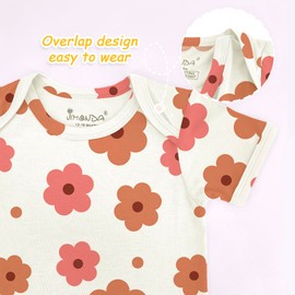 Jimonda Baby Bodysuits Rayon from Bamboo Short Sleeve Baby Boys Girls Rompers Soft Outfits Newborn Clothes (Flower,6-9 Months)