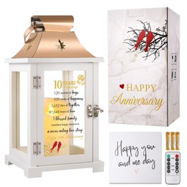 10th Wedding Anniversary Lantern,10th Anniversary Wedding Gifts for Couple Parents Husband Wife，10 Year Tin Anniversary Gifts for Her Him,Unique 10th Anniversary Wedding Gift Ideas