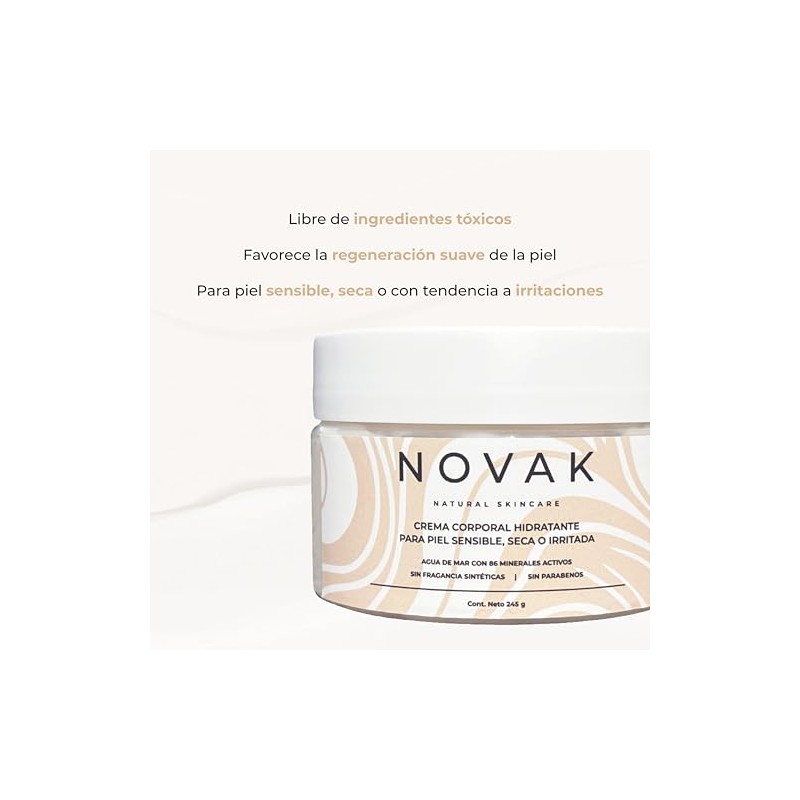 Crema hidratante piel sensible, seca o irritada, Marca Novak, 245