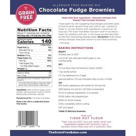 Gluten Free Fudge Brownie Baking Mix by The Grain Free Baker- Vegan & Gluten Free - Low Carb - Top 8 allergen free - Healthy and Natural Ingredients - 13 Oz