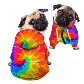 Howilath Dog Hoodie Dog Sweaters with Hat, Tie-dye Rainbow Soft and Warm Dog Sweater for Small Medium Large Dogs Cats Shirt - S