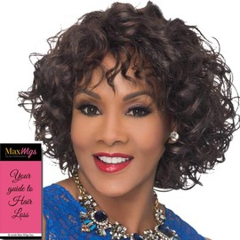 Oprah-5 Wig Color 613 - Vivica Fox Wigs 12" Medium Length Loose Mixed Curls Side Part Synthetic Pure Stretch Cap Spiral Bundle MaxWigs Hairloss Booklet