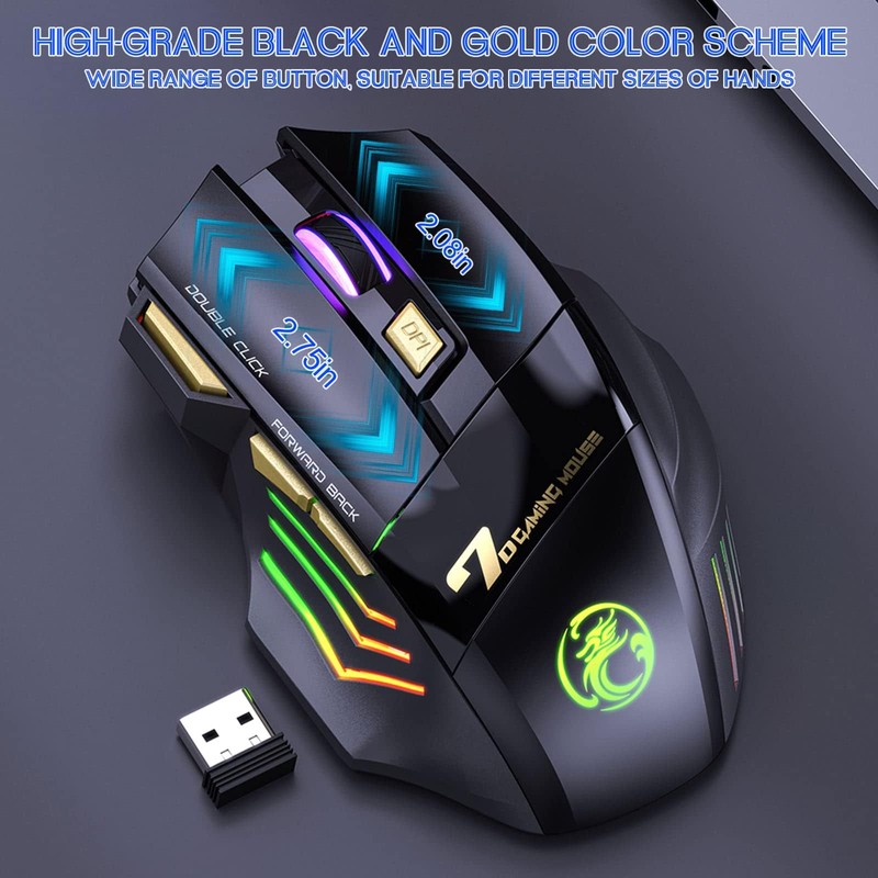 VEGCOO Wireless Gaming Mouse, Rechargeable Silent Wireless Mouse with 4800