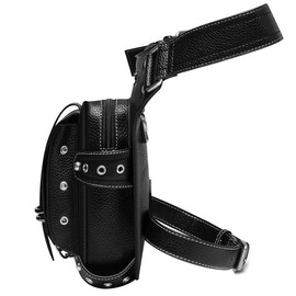 Steampunk Waist Bag Fanny Pack Thigh Holster Purse Gothic Leather Shoulder Crossbody Hiking Chain Messenger Bag, Black 138, Small