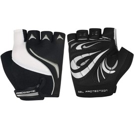 Prosske VENTUM Cycling Gloves with Gel Insert, Cycling Gloves, Half Finger Fitness, Non-Slip, Breathable, Black/White, M