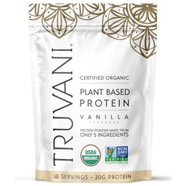 Truvani Proteína de guisante vegana en polvo  Vainilla  20 g de proteína vegetal orgánica  10 raciones  Cetogénica  Sin gluten ni lácteos  Baja en... 