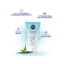Nivea Sun After Sun, Sensitive, SOS Cream Gel (175 ml), Cooling After Sun Gel with Skin Soothing Effect, Skin Gel with Organic Aloe Vera and Antioxidant for Sensitive Skin