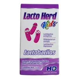 Lactobacilos Niños C/30 Tabs Mast Sabor Uva Lacto Herd Kids Pack 3