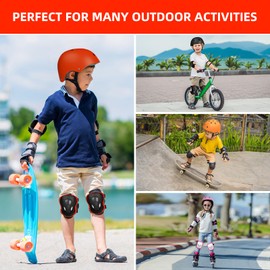 KORIMEFA Kids Bike Helmet Protective Gear Set Helmet and Pads Set with Knee Pads Elbow Pads Wrist Guards for Skateboard Roller Scooter Cycling for Boys Girls