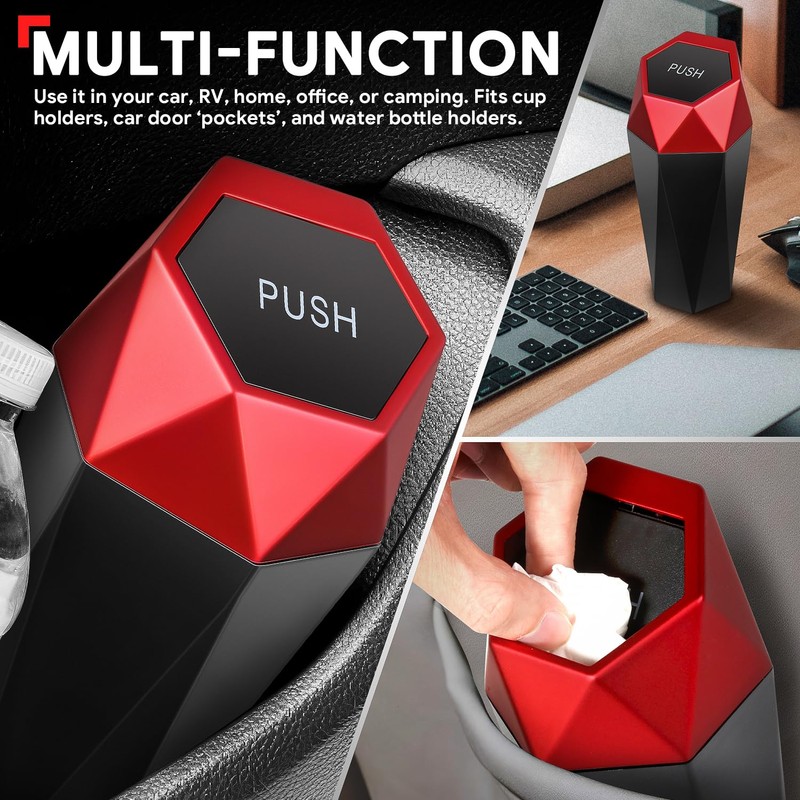 DNA MOTORING Mini Car Auto Trash Can with Removable Lid,