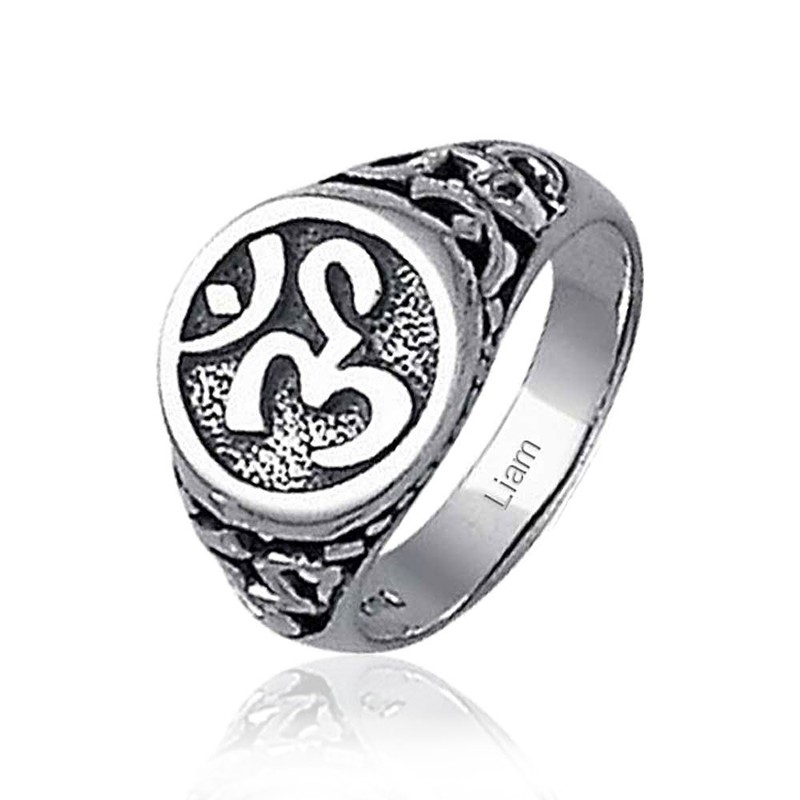 Open Knotwork Aum Om Sterling Silver Ring