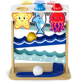 Move2Play, Wooden Ocean Friends, Interactive Toy for 1+ Year Olds, 6 to 12 Months, Baby Toy, 1 Year Old Birthday Gift for Girls, 9-12 Months, 6 7 8 9 10 12+ Months