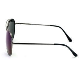 V.W.E. Polarized Mirror Aviator Sunglasses With Spring Hinge - Adult Standard Size - Lighweight (Gunmetal Purple Mirror)