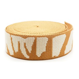 CRAFTMEMORE 1.5 Inches Cotton Poly Webbing Strap, Nature Leaf Pattern Heavy Webbing for Arts and Crafts, Bag Strap (Brown Ivory x 5 Yards)
