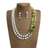 Pearl Necklace Set With Earring Double Layered Pearl Glass Tumble