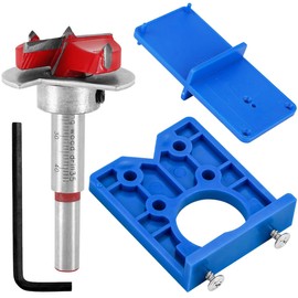 Wolfride 35mm Concealed Hinge Jig Kit - Cabinet Door Hinge Drill Guide with Forstner Bit & Hole Cutter for Woodworking