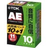 TDK AE Audio Cassette Tape, 10 Minutes, 11 Pack [AE-10X11G]