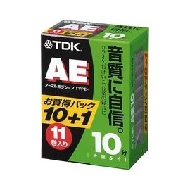 TDK AE Audio Cassette Tape, 10 Minutes, 11 Pack [AE-10X11G]