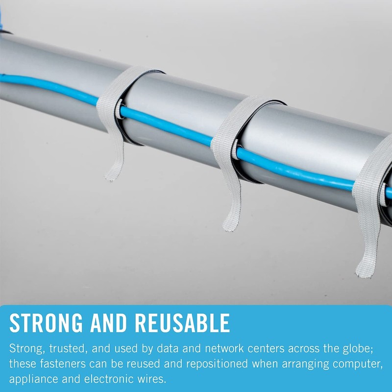 One-Wrap Reusable Ties, 1/2" x 8", Black, 50/Pack