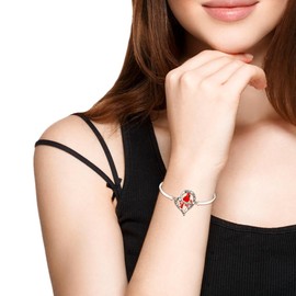 Red Cardinal Bracelet for Women Sterling Silver Memorial Heart Cardinal Appear When Angels are Near Cardinal Bangle Jewelry Charms Sympathy Christmas Gifts