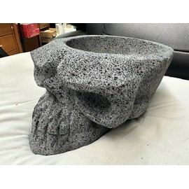 Made in Mexico Large Skull Calavera Cabeza Genuine Mexican Manual Guacamole Salsa Maker Volcanic Lava Rock Stone Molcajete/Tejolote Mortar and Pestle Herbs Spices Grains 12x8x5"