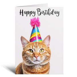 Postcard Prints - Birthday Card For Her Card For Friend Mum or Sister Birthday Card For Him Brother Dad Happy Birthday Card of Ginger Cat Fun Birthday Card