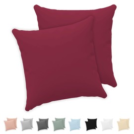 Twinzen® Cushion Covers, 100% Jersey Cotton, 150 GSM, Cushion Cover with Zip, OEKO-TEX Certified, 60 x 60 cm, Set of 2, Burgundy