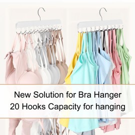 Resovo Bra Hanger for Closet, Tank Top Hanger 20 Hooks Capacity Foldable Wood Space Saving Hangers Closet Organizers and Storage for Dorm & Apartment for Tank Top, Bra, Scarf etc.