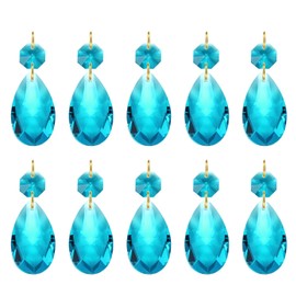 PATIKIL Teardrop Crystal Chandelier Pendants Beads, 10 Pack 60mm Length 38mm Chandelier Prisms Parts Ornaments Hanging Beads for DIY Arts Crafts Decoration, Navy Blue