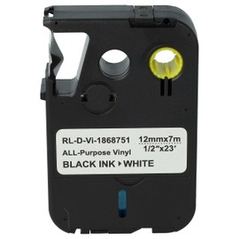vhbw Label Tape Cassette Compatible with Dymo XTL 300, 500 Label Printers 12mm Black on White, All-Purpose Vinyl