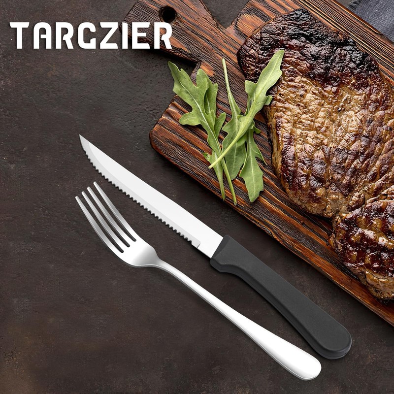 Targzier 24-Piece Steak Knife and Dinner Forks Set, Stainless Steel