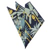 BELLUNO Printed Floral Cotton Pocket Square for Men, Navy Tropical