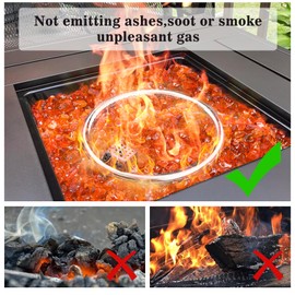 GRISUN Orange Red Fire Glass for Fire Pit - 1/2 Inch Tempered Glass Rocks for Natural or Propane Fireplace, Safe for Outdoors and Indoors Firepit Glass, 10 Pounds