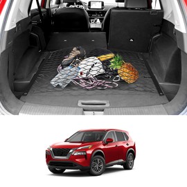 Karltys Floor Style Cargo Net for Nissan Rogue 2021-2024 2025 (Not for Rogue Sport), Highly Elastic Rear Trunk Mesh Cargo Net for Rogue, Heavy Duty Nylon Cargo Netting Organizer
