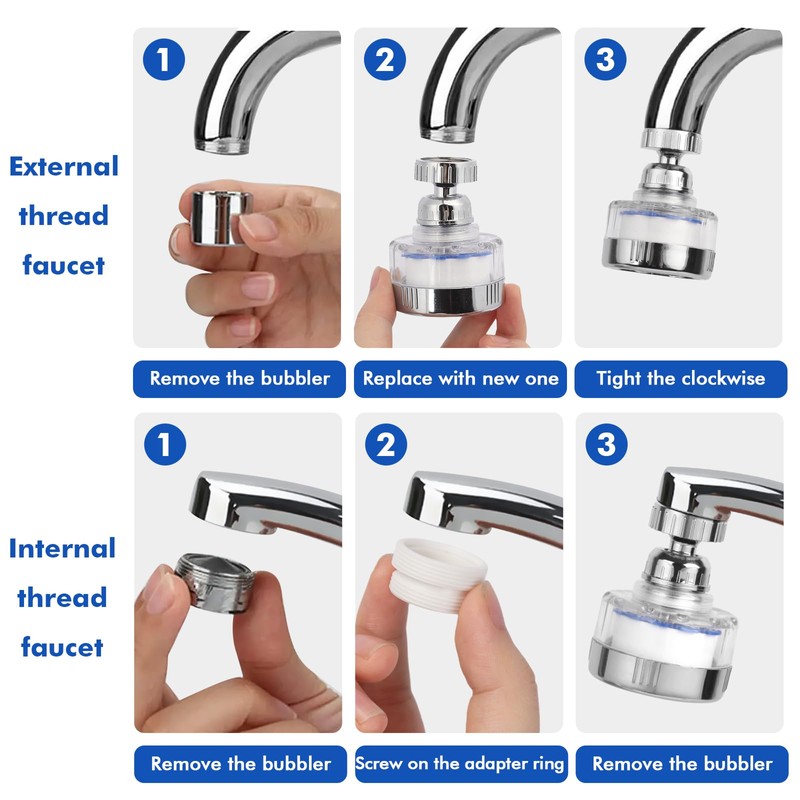 Water Filter Tap 360° Rotating WRA-Certified Hard Water Solution, 6x