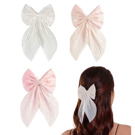 Radhu & Kabby Bow For Women | Anti-Hair Fall Hairpins | Fancy & Stylish | Suitable Every Type | Stylish & Comfortable Accessories | Peach, Pink & White | 3 Pcs