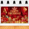 Mocsicka Red and Gold Birthday Banner(Red, 70.8 x 43.3 Inch)