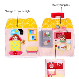 LOVELNE Quiet Busy Book, Carry Home Dollhouse Bag, Educational Toddler Activity Toy