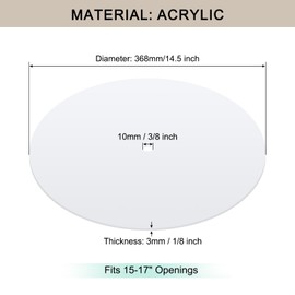 Awclub Round Lampshade Diffuser, 14.5" Diameter with 3/8" Center Hole Diffuser Lamp Shade for Drum Style Lampshades Pendants Softening Light, Frosted White Acrylic, Fits 15-17" Openings