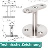 PRIOstahl Handrail Holder Handrail Support Wall Bracket Handrail Support -